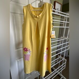 Yellow Kids Spring/Easter Dress with Bunny Appliqué